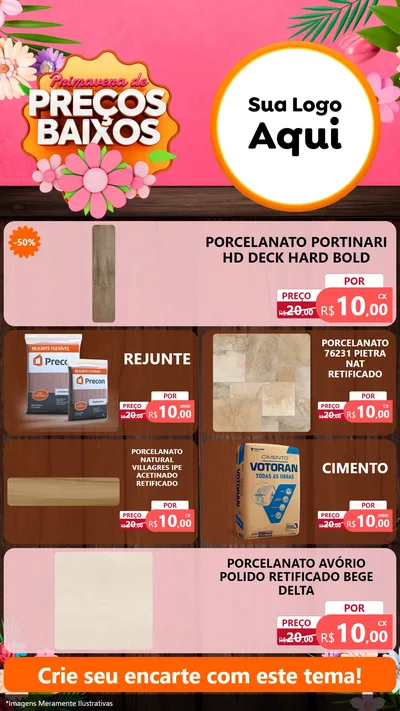 Modelo de TV para TV Vertical com o tema Primavera de Preços Baixos para Pisos e revestimentos