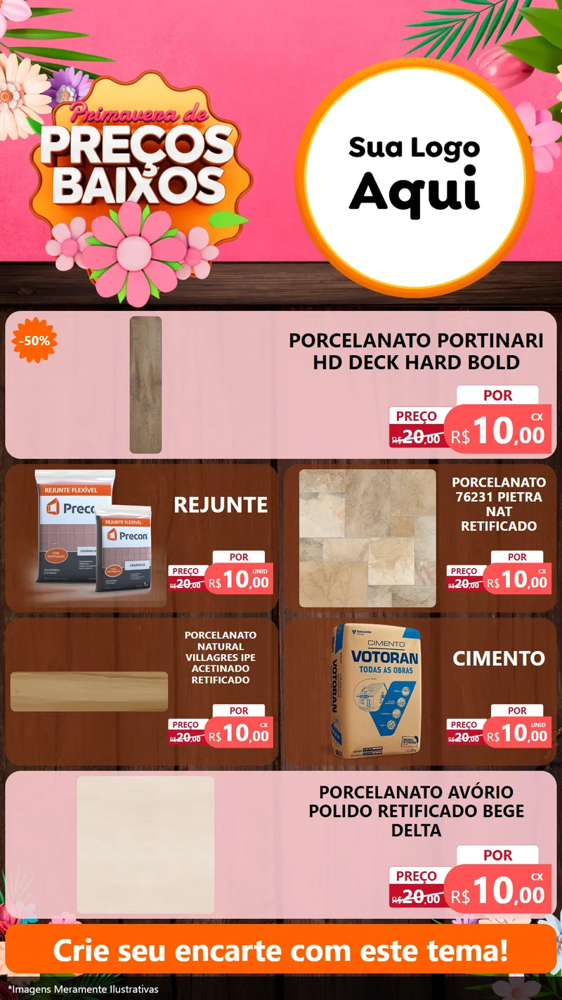 Modelo de TV para TV Vertical com o tema Primavera de Preços Baixos para Pisos e revestimentos