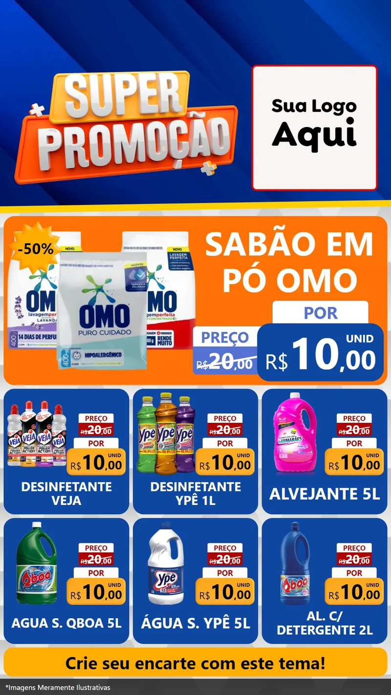 Modelo de Rede Social para Stories com o tema Super Promoção para Produtos de Limpeza