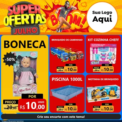 Modelo de Rede Social para Feed Facebook com o tema Super Ofertas Julho para Brinquedos