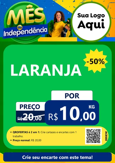 Modelo de Cartaz para Cartaz A4 Vertical com o tema Mês da Independência para Hortifrúti
