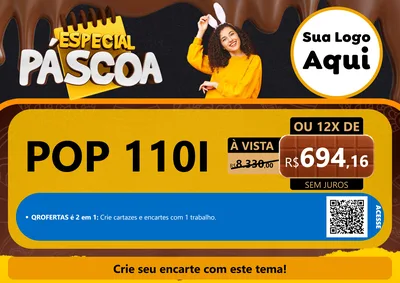 Modelo de Cartaz para Cartaz A4 Horizontal com o tema Especial Páscoa para Concessionaria de Motos