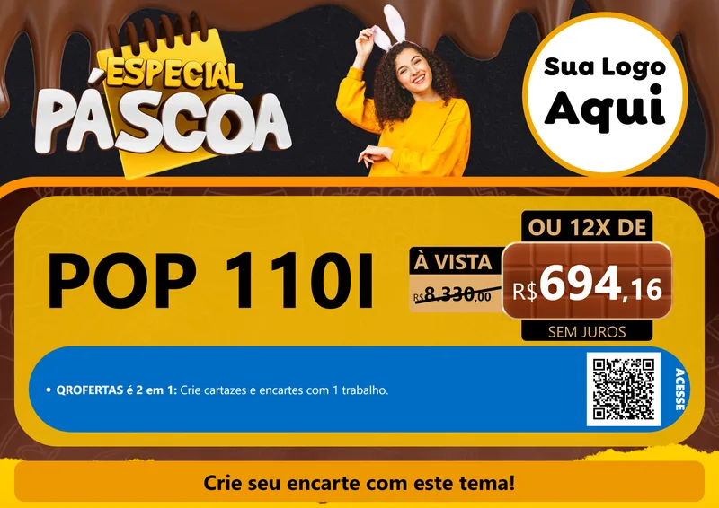 Modelo de Cartaz para Cartaz A4 Horizontal com o tema Especial Páscoa para Concessionaria de Motos