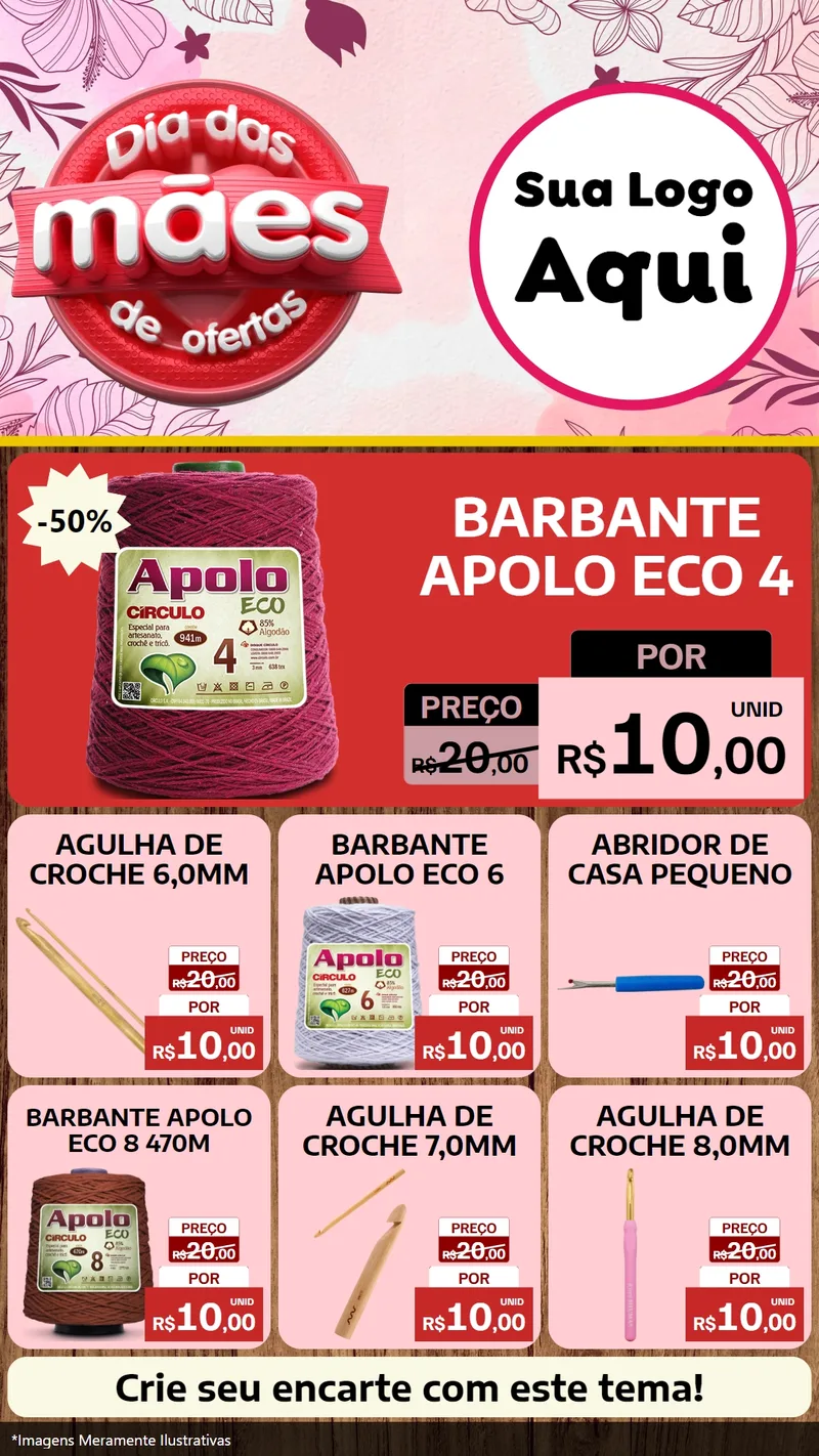 Modelo de Rede Social para Stories com o tema Dia Das Mães De Ofertas para Armarinho e Aviamentos