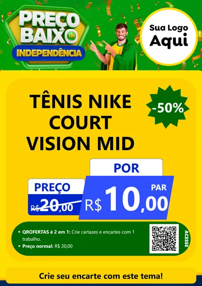 Modelo de Cartaz para Cartaz A4 Vertical com o tema Preço Baixo de Independência para Calçados