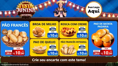 Modelo de TV para TV Horizontal com o tema Festa Junina Ofertas para Padaria