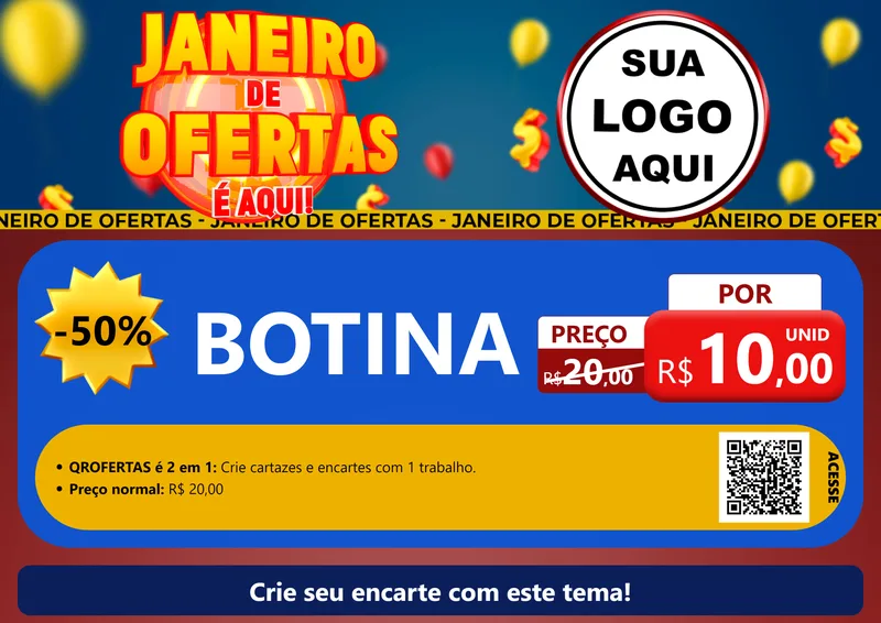 Modelo de Cartaz para Cartaz A4 Horizontal com o tema Janeiro de Ofertas É Aqui! para Agropecuária