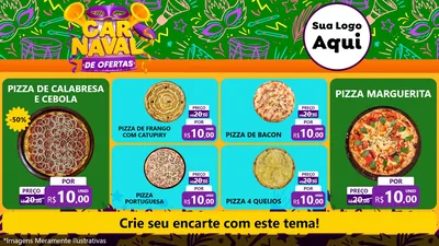 Modelo de TV para TV Horizontal com o tema Carnaval de Ofertas para Pizzaria
