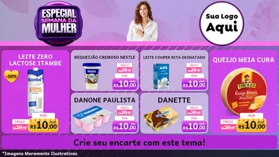 Modelo de TV para TV Horizontal com o tema Especial Semana da Mulher para Frios e Laticínios