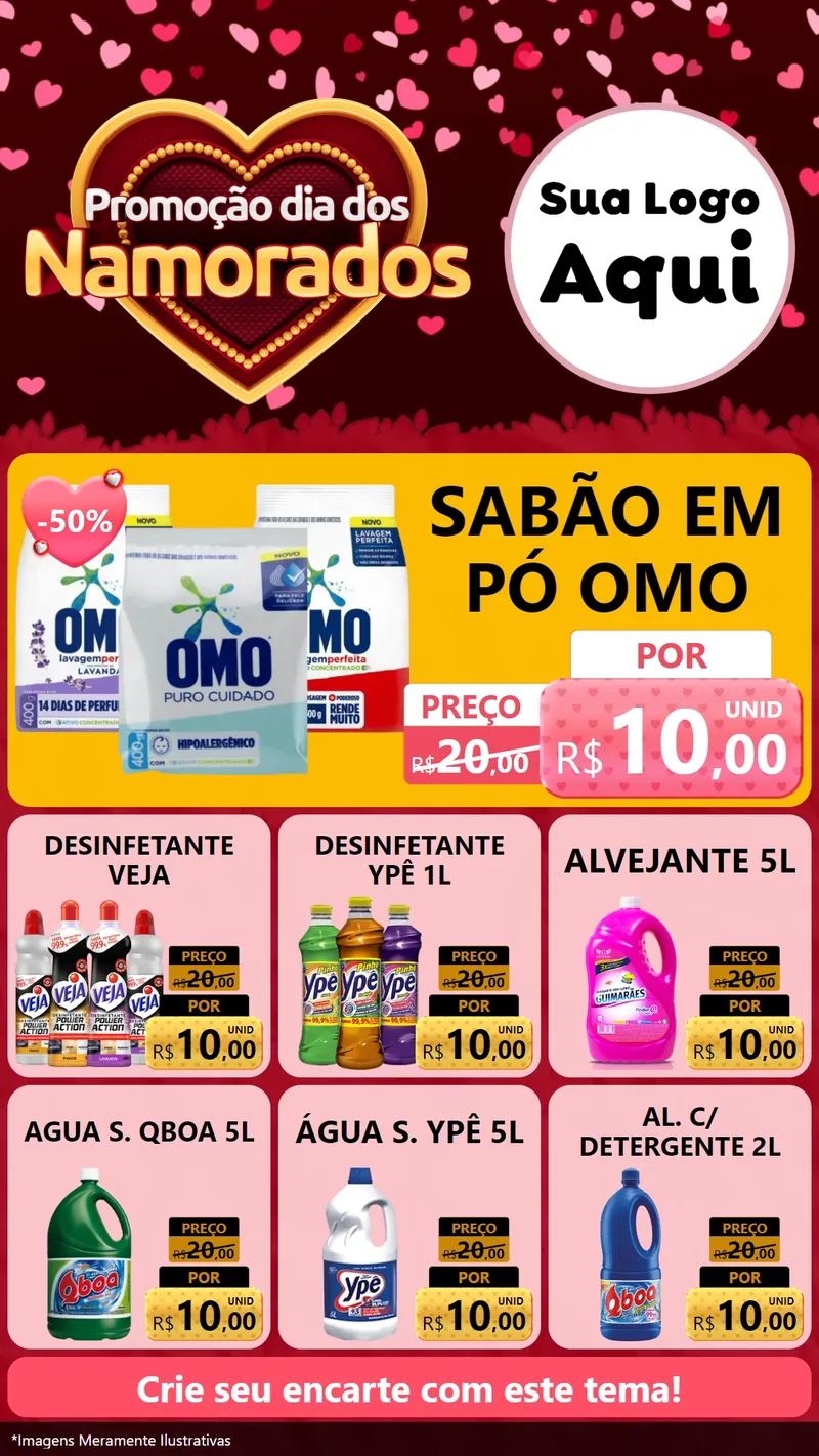 Modelo de Rede Social para Stories com o tema Promoção Dia Dos Namorados para Produtos de Limpeza