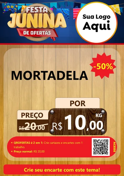 Modelo de Cartaz para Cartaz A4 Vertical com o tema Festa Junina de Ofertas para Frios e Laticínios