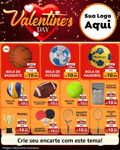 Modelo de Rede Social para Feed Instagram com o tema Valentine's Day para Artigos Esportivos