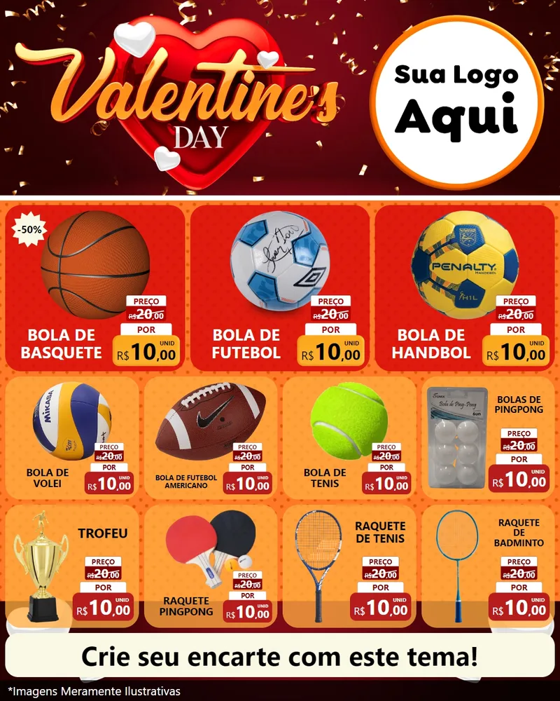 Modelo de Rede Social para Feed Instagram com o tema Valentine's Day para Artigos Esportivos