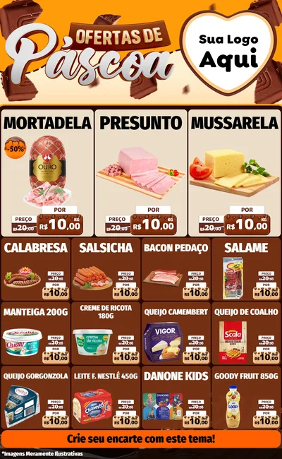 Modelo de Encarte para Encarte Grande com o tema Ofertas de Páscoa para Frios e Laticínios