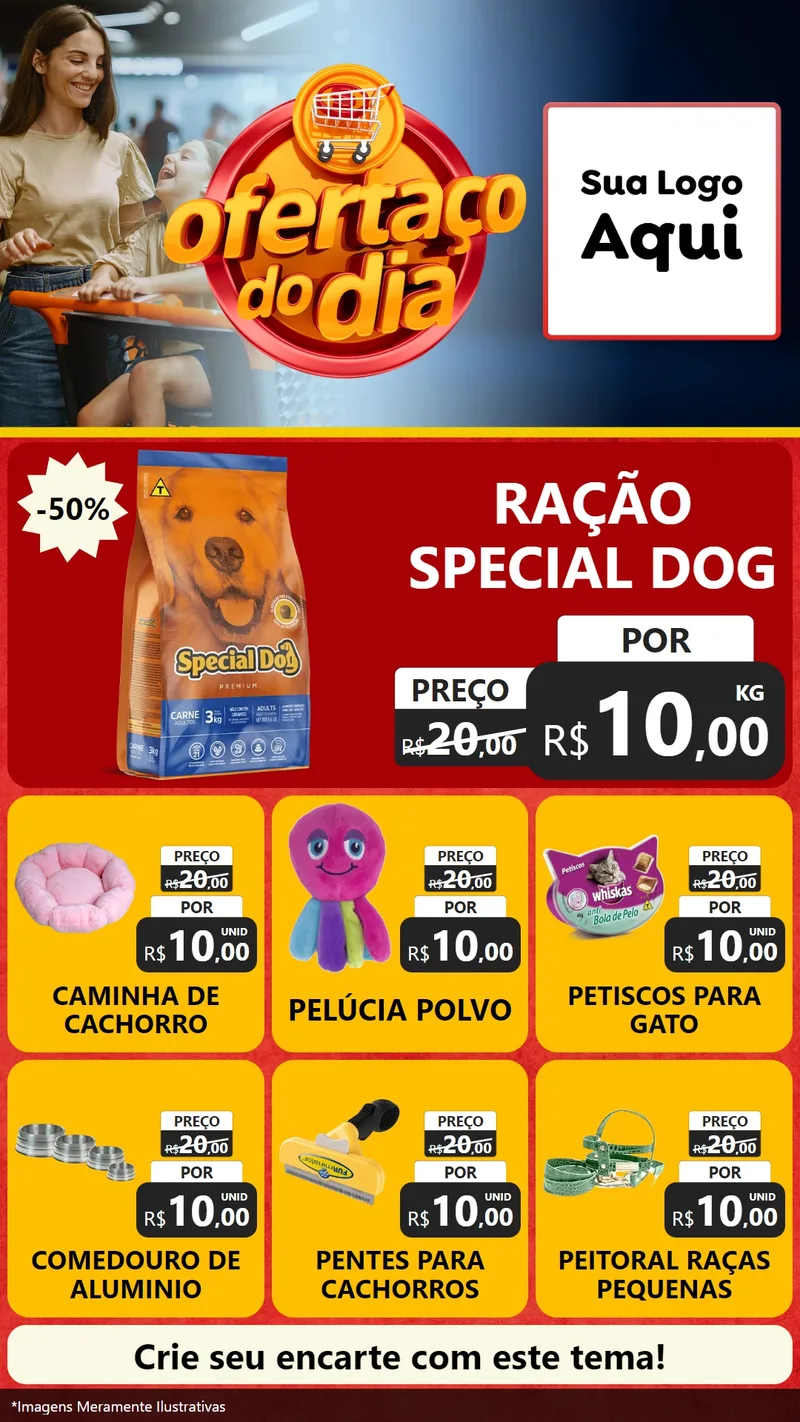 Modelo de Rede Social para Stories com o tema Ofertaço Do Dia para Pet Shop