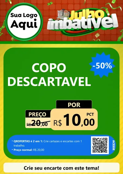 Modelo de Cartaz para Cartaz A4 Vertical com o tema Julho Imbatível para Embalagens