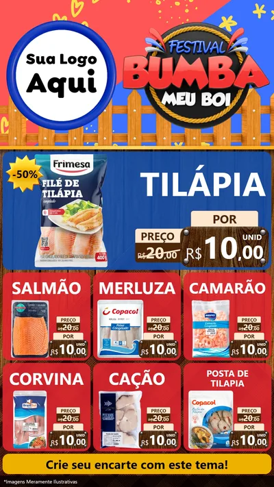 Modelo de Rede Social para Stories com o tema Festival Bumba Meu Boi para Peixaria