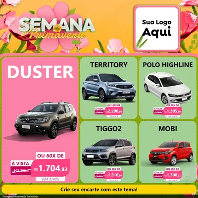 Modelo de Rede Social para Feed Facebook com o tema Semana da Primavera para Concessionaria de Carros