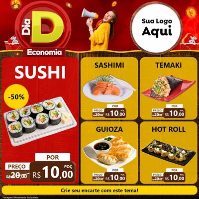 Modelo de Rede Social para Feed Facebook com o tema Dia D Economia para Comida japonesa