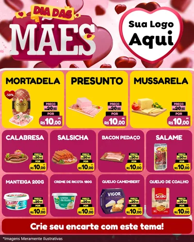 Modelo de Rede Social para Feed Instagram com o tema Dia Das Mães para Frios e Laticínios