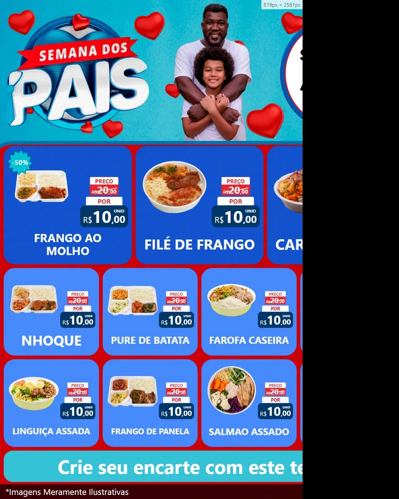 Modelo de Rede Social para Feed Instagram com o tema Semana Dos Pais para Restaurante
