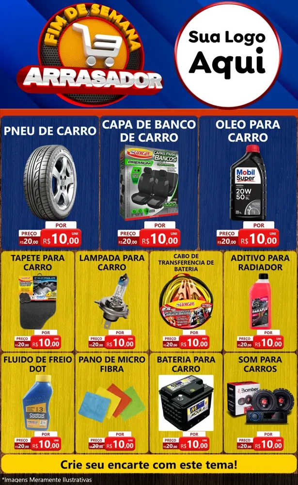 Modelo de Encarte para Encarte Grande com o tema Fim De Semana Arrasador para Auto peças