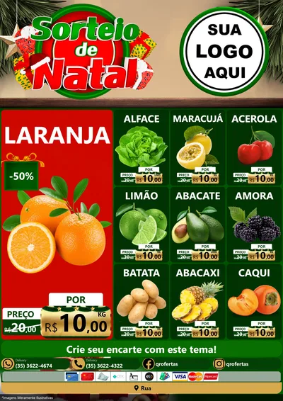 Modelo de Encarte para Encarte A4 Vertical com o tema Sorteio de Natal para Hortifrúti