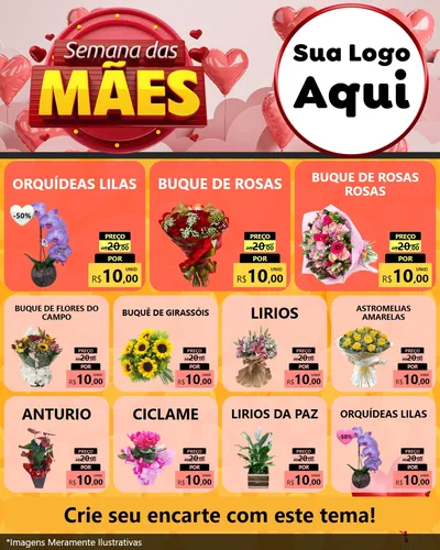 Modelo de Rede Social para Feed Instagram com o tema Semana das Mães para Floricultura e jardim