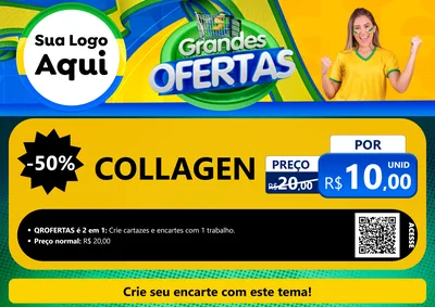 Modelo de Cartaz para Cartaz A4 Horizontal com o tema Grandes Ofertas para Suplementos alimentares