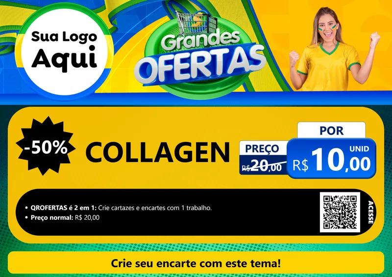 Modelo de Cartaz para Cartaz A4 Horizontal com o tema Grandes Ofertas para Suplementos alimentares
