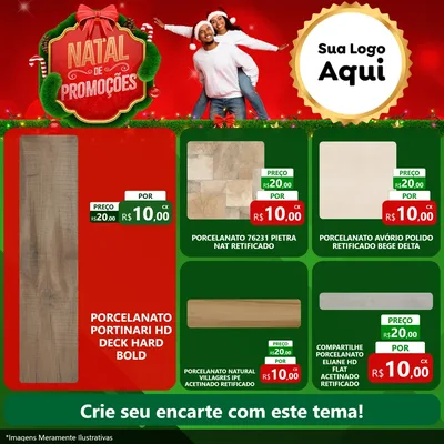 Modelo de Rede Social para Feed Facebook com o tema Natal de Promoções para Pisos e revestimentos