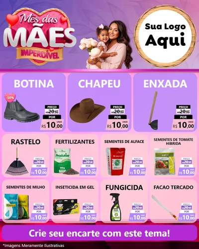 Modelo de Rede Social para Feed Instagram com o tema Mês das Mães Imperdível para Agropecuária