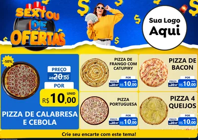 Modelo de Encarte para Encarte A4 Horizontal com o tema Sextou de Ofertas para Pizzaria