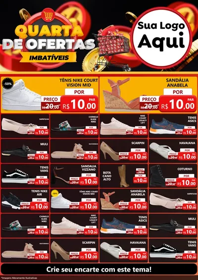 Modelo de Encarte para Encarte A4 Vertical com o tema Quarta de Ofertas Imbatíveis para Calçados