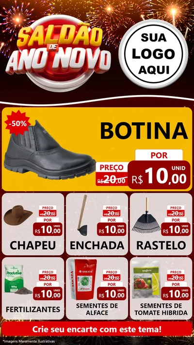 Modelo de Rede Social para Stories com o tema Saldão de Ano Novo para Agropecuária