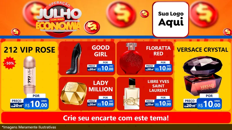 Modelo de TV para TV Horizontal com o tema Operação Julho Com Mais Economia para Perfumes