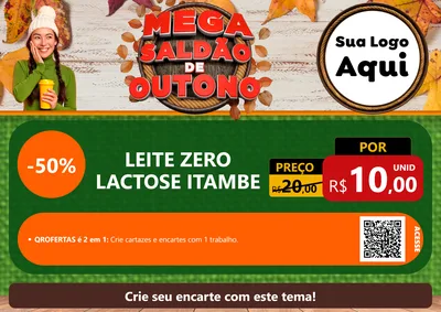 Modelo de Cartaz para Cartaz A4 Horizontal com o tema Mega Saldão de Outono para Frios e Laticínios