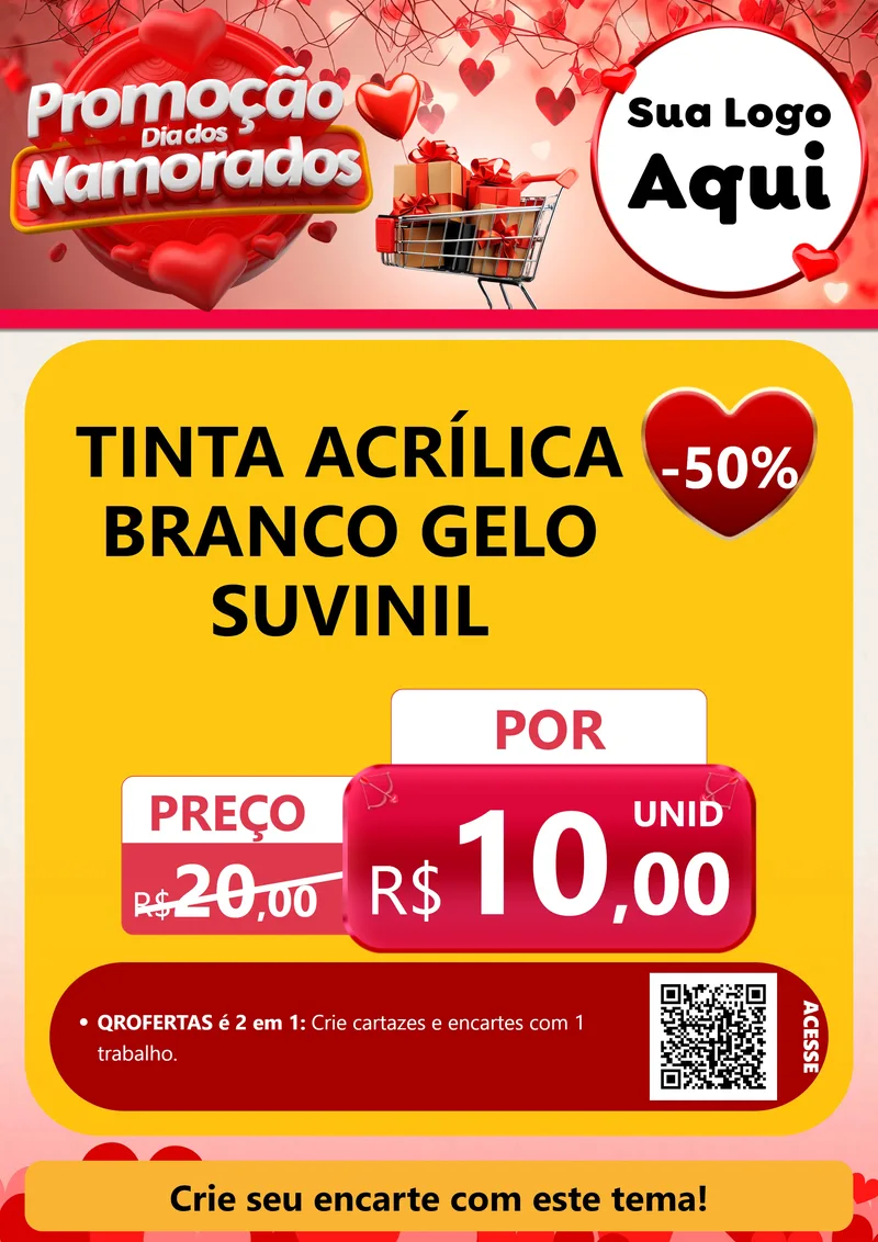 Modelo de Cartaz para Cartaz A4 Vertical com o tema Promoção Dia dos Namorados para Tintas e Ferramentas