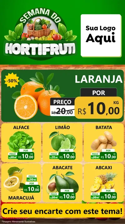 Modelo de Rede Social para Stories com o tema Semana do Hortifruti para Hortifrúti