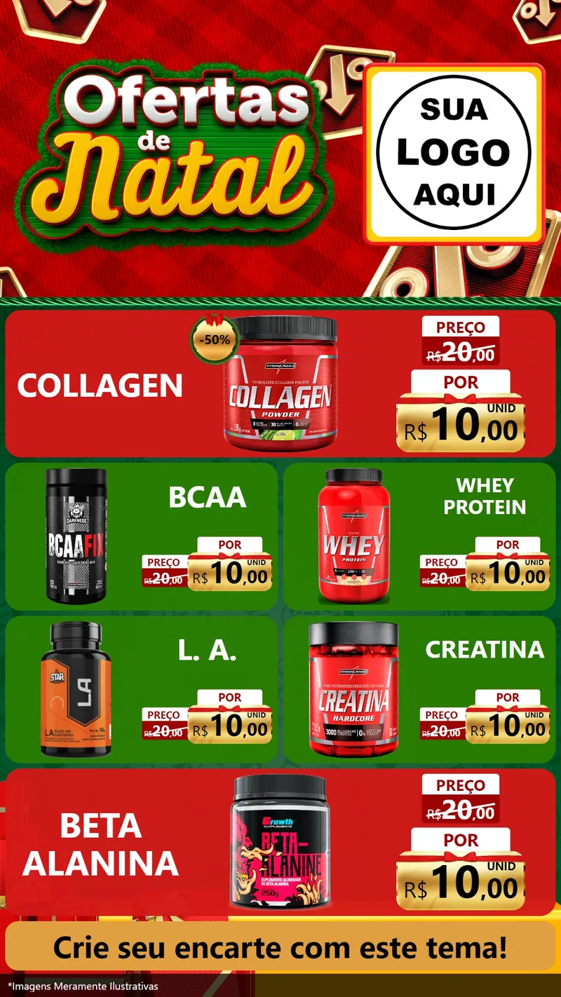 Modelo de TV para TV Vertical com o tema Ofertas de Natal para Suplementos alimentares