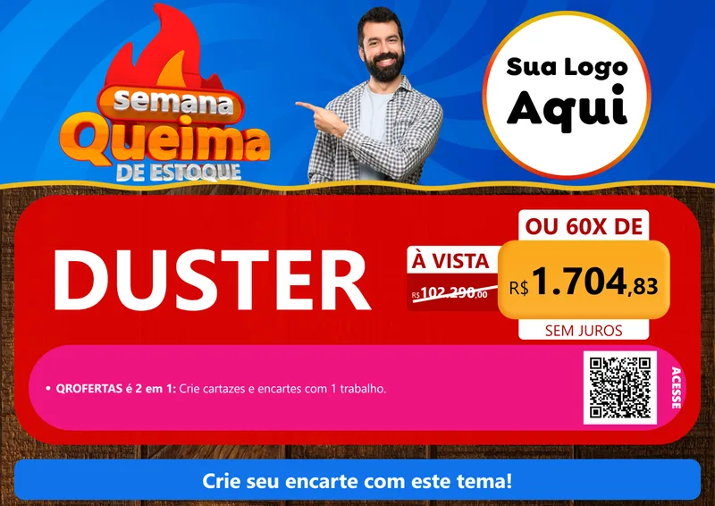 Modelo de Cartaz para Cartaz A4 Horizontal com o tema Semana Queima de Estoque para Concessionaria de Carros