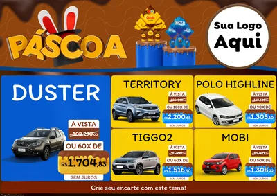 Modelo de Encarte para Encarte A4 Horizontal com o tema Páscoa para Concessionaria de Carros