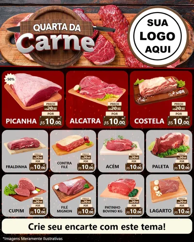 Modelo de Rede Social para Feed Instagram com o tema Quarta da Carne para Açougue