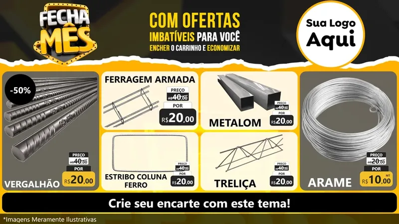 Modelo de TV para TV Horizontal com o tema Fecha Mês para Ferragens