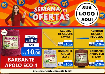 Modelo de Encarte para Encarte A4 Horizontal com o tema Semana de Ofertas para Armarinho e Aviamentos