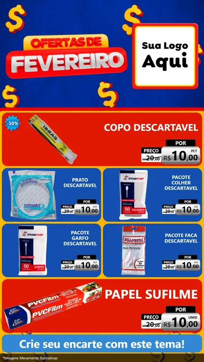 Modelo de TV para TV Vertical com o tema Ofertas de Fevereiro para Embalagens
