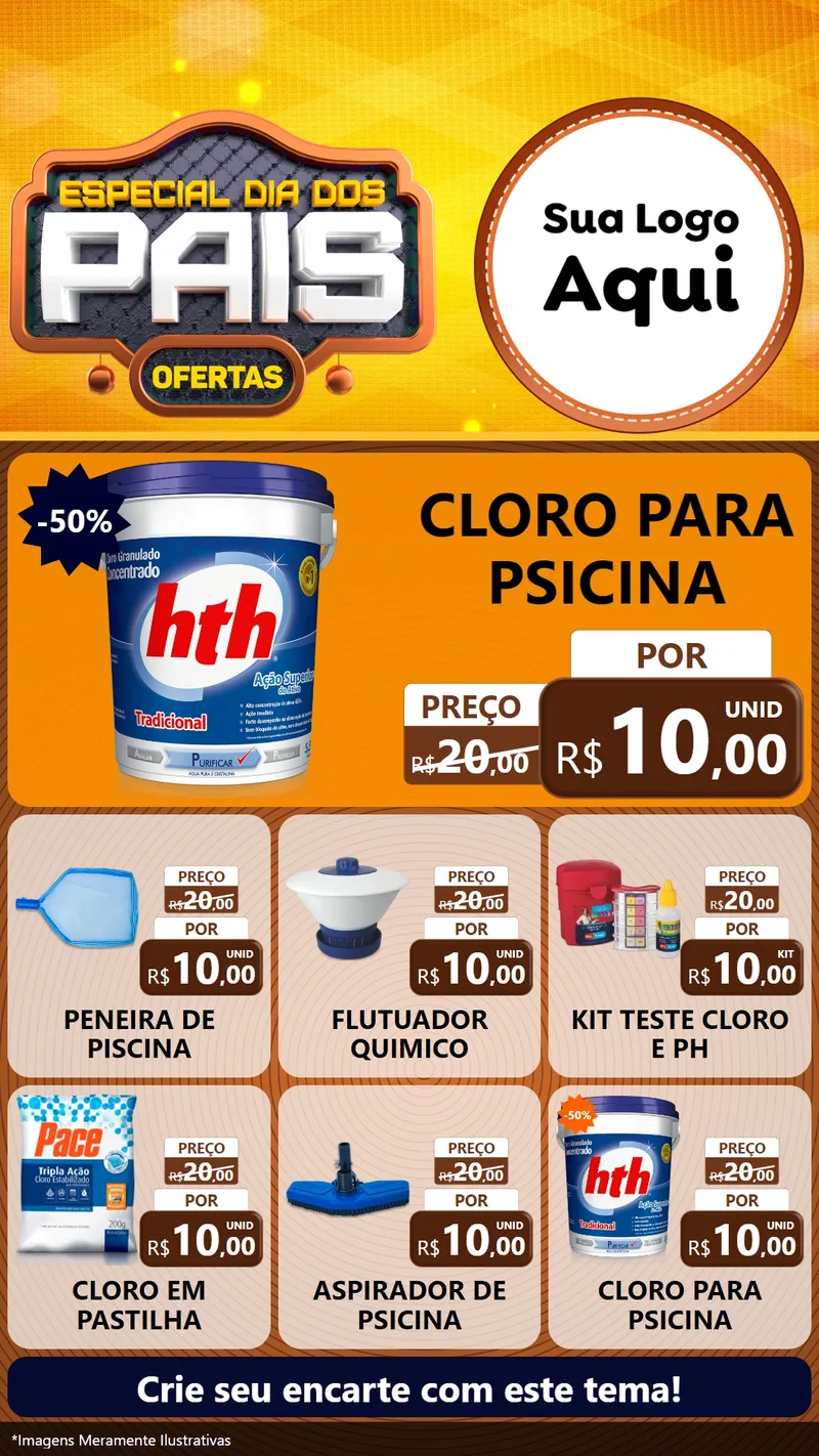 Modelo de Rede Social para Stories com o tema Especial Dia dos Pais para Produtos para Piscina