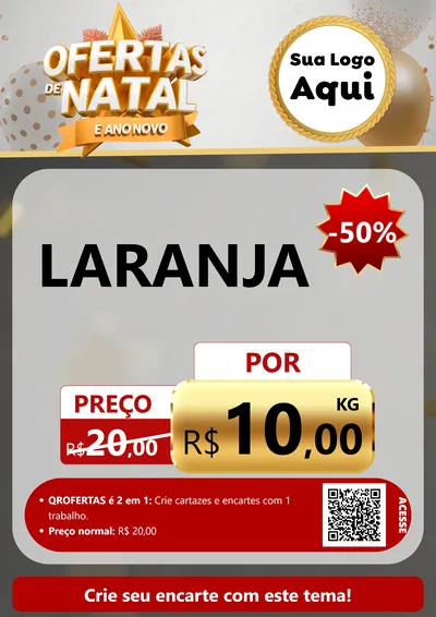 Modelo de Cartaz para Cartaz A4 Vertical com o tema Ofertas De Natal E Ano Novo para Hortifrúti