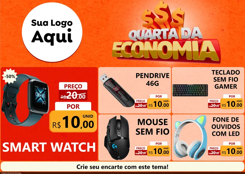 Modelo de Encarte para Encarte A4 Horizontal com o tema Quarta da Economia para Informática