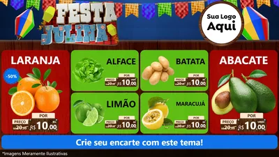 Modelo de TV para TV Horizontal com o tema Festa Julina para Hortifrúti